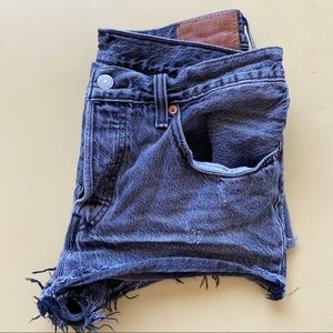 Black Distressed Levi 501 Shorts